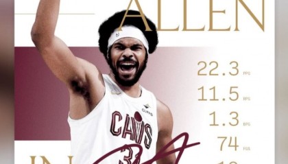 贾勒特·阿伦二月场均22.3分11.5板&amp;命中率74% 米切尔：月最佳